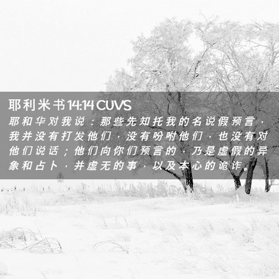 Picture 02 - 耶 利 米 书 14:14 CUVS - 耶 和 华 对 我 说 ： 那 些 先 知 托 - Bible Verse Picture