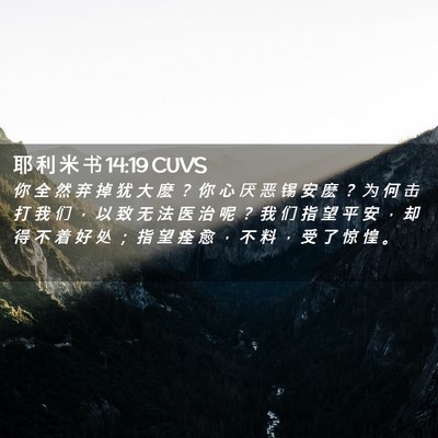 Picture 02 - 耶 利 米 书 14:19 CUVS - 你 全 然 弃 掉 犹 大 麽 ？ 你 心 厌 - Bible Verse Picture
