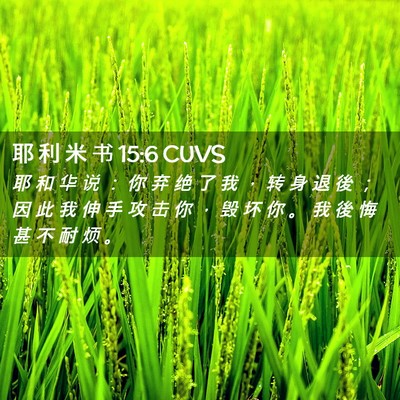 Picture 02 - 耶 利 米 书 15:6 CUVS - 耶 和 华 说 ： 你 弃 绝 了 我 ， 转 - Bible Verse Picture
