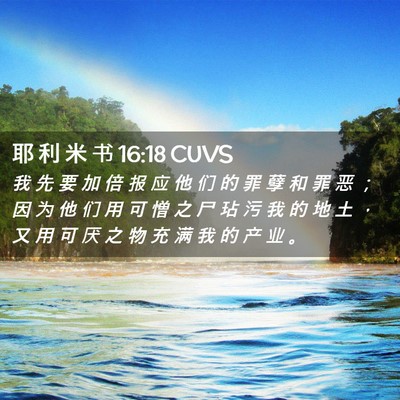 Picture 02 - 耶 利 米 书 16:18 CUVS - 我 先 要 加 倍 报 应 他 们 的 罪 孽 - Bible Verse Picture