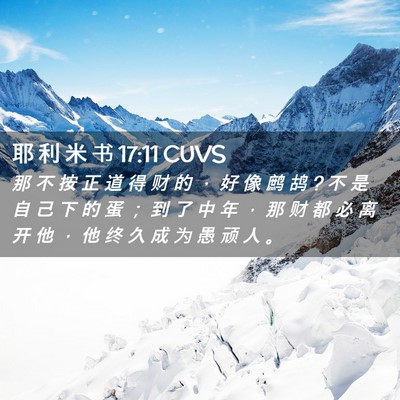 Picture 02 - 耶 利 米 书 17:11 CUVS - 那 不 按 正 道 得 财 的 ， 好 像 鹧 - Bible Verse Picture