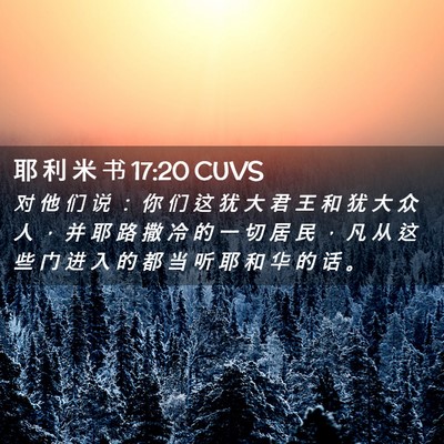 Picture 02 - 耶 利 米 书 17:20 CUVS - 对 他 们 说 ： 你 们 这 犹 大 君 王 - Bible Verse Picture