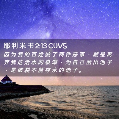 Picture 02 - 耶 利 米 书 2:13 CUVS - 因 为 我 的 百 姓 做 了 两 件 恶 事 - Bible Verse Picture