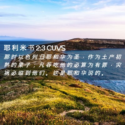Picture 02 - 耶 利 米 书 2:3 CUVS - 那 时 以 色 列 归 耶 和 华 为 圣 ， - Bible Verse Picture