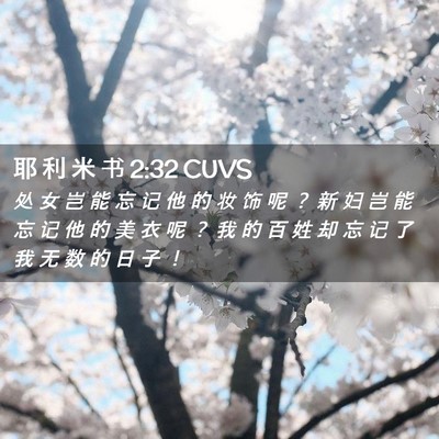 Picture 02 - 耶 利 米 书 2:32 CUVS - 处 女 岂 能 忘 记 他 的 妆 饰 呢 ？ - Bible Verse Picture