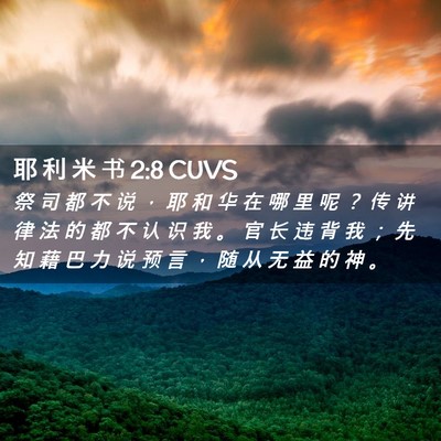 Picture 02 - 耶 利 米 书 2:8 CUVS - 祭 司 都 不 说 ， 耶 和 华 在 哪 里 - Bible Verse Picture