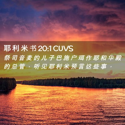Picture 02 - 耶 利 米 书 20:1 CUVS - 祭 司 音 麦 的 儿 子 巴 施 户 珥 作 - Bible Verse Picture