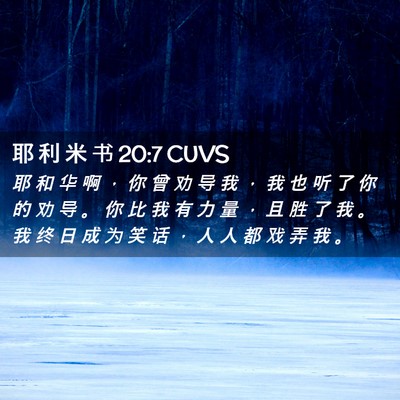 Picture 02 - 耶 利 米 书 20:7 CUVS - 耶 和 华 啊 ， 你 曾 劝 导 我 ， 我 - Bible Verse Picture