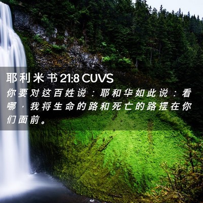 Picture 02 - 耶 利 米 书 21:8 CUVS - 你 要 对 这 百 姓 说 ： 耶 和 华 如 - Bible Verse Picture