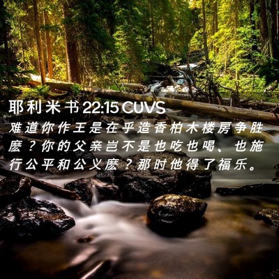 Picture 02 - 耶 利 米 书 22:15 CUVS - 难 道 你 作 王 是 在 乎 造 香 柏 木 - Bible Verse Picture