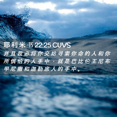 Picture 02 - 耶 利 米 书 22:25 CUVS - 并 且 我 必 将 你 交 给 寻 索 你 命 - Bible Verse Picture