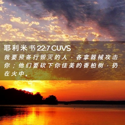 Picture 02 - 耶 利 米 书 22:7 CUVS - 我 要 预 备 行 毁 灭 的 人 ， 各 拿 - Bible Verse Picture