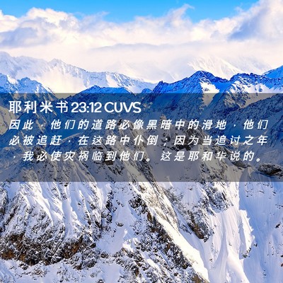 Picture 02 - 耶 利 米 书 23:12 CUVS - 因 此 ， 他 们 的 道 路 必 像 黑 暗 - Bible Verse Picture