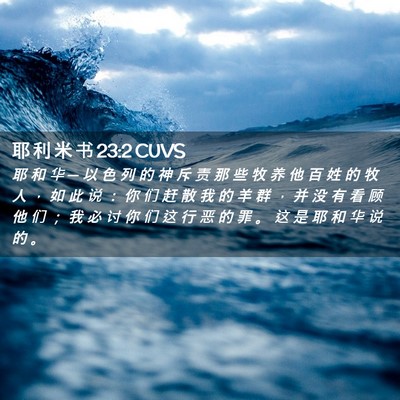 Picture 02 - 耶 利 米 书 23:2 CUVS - 耶 和 华 ─ 以 色 列 的 神 斥 责 那 - Bible Verse Picture