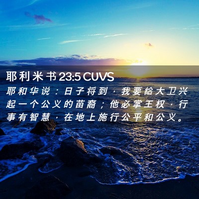 Picture 02 - 耶 利 米 书 23:5 CUVS - 耶 和 华 说 ： 日 子 将 到 ， 我 要 - Bible Verse Picture
