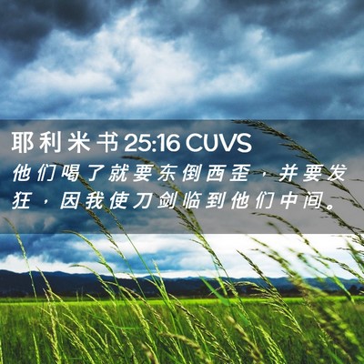 Picture 02 - 耶 利 米 书 25:16 CUVS - 他 们 喝 了 就 要 东 倒 西 歪 ， 并 - Bible Verse Picture
