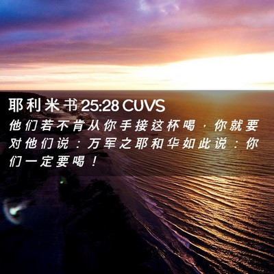 Picture 02 - 耶 利 米 书 25:28 CUVS - 他 们 若 不 肯 从 你 手 接 这 杯 喝 - Bible Verse Picture