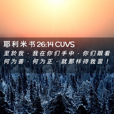 Picture 02 - 耶 利 米 书 26:14 CUVS - 至 於 我 ， 我 在 你 们 手 中 ， 你 - Bible Verse Picture