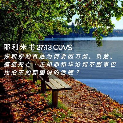 Picture 02 - 耶 利 米 书 27:13 CUVS - 你 和 你 的 百 姓 为 何 要 因 刀 剑 - Bible Verse Picture
