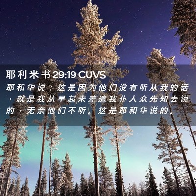Picture 02 - 耶 利 米 书 29:19 CUVS - 耶 和 华 说 ： 这 是 因 为 他 们 没 - Bible Verse Picture