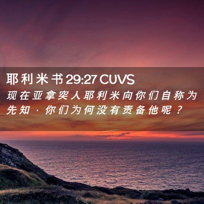 Picture 02 - 耶 利 米 书 29:27 CUVS - 现 在 亚 拿 突 人 耶 利 米 向 你 们 - Bible Verse Picture