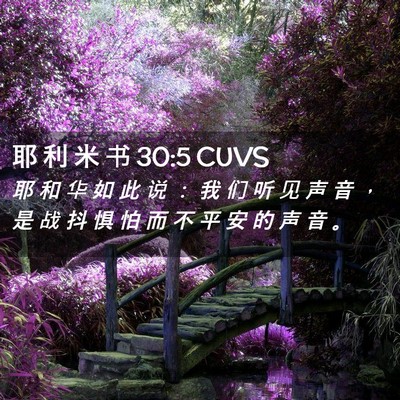 Picture 02 - 耶 利 米 书 30:5 CUVS - 耶 和 华 如 此 说 ： 我 们 听 见 声 - Bible Verse Picture