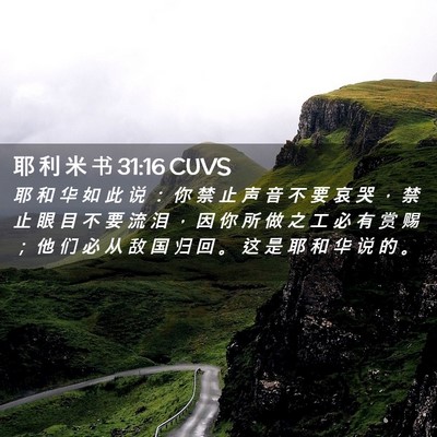 Picture 02 - 耶 利 米 书 31:16 CUVS - 耶 和 华 如 此 说 ： 你 禁 止 声 音 - Bible Verse Picture