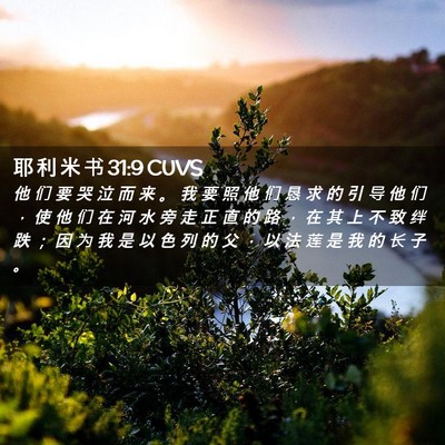 Picture 02 - 耶 利 米 书 31:9 CUVS - 他 们 要 哭 泣 而 来 。 我 要 照 他 - Bible Verse Picture