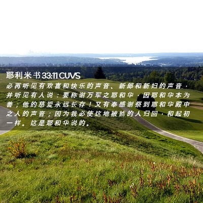 Picture 02 - 耶 利 米 书 33:11 CUVS - 必 再 听 见 有 欢 喜 和 快 乐 的 声 - Bible Verse Picture