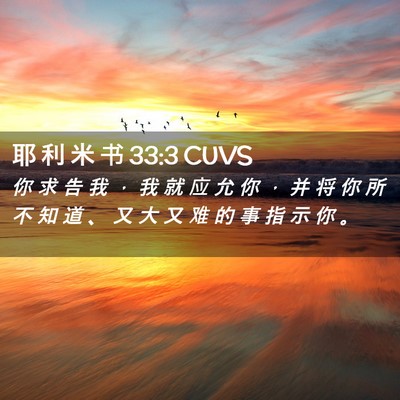 Picture 02 - 耶 利 米 书 33:3 CUVS - 你 求 告 我 ， 我 就 应 允 你 ， 并 - Bible Verse Picture