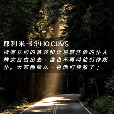 Picture 02 - 耶 利 米 书 34:10 CUVS - 所 有 立 约 的 首 领 和 众 民 就 任 - Bible Verse Picture