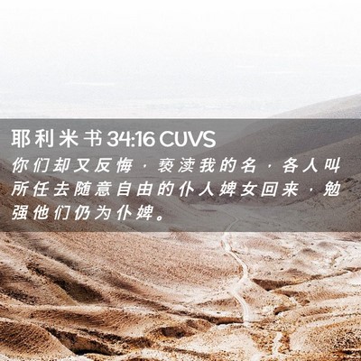 Picture 02 - 耶 利 米 书 34:16 CUVS - 你 们 却 又 反 悔 ， 亵 渎 我 的 名 - Bible Verse Picture