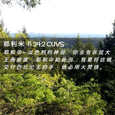 Picture 02 - 耶 利 米 书 34:2 CUVS - 耶 和 华 ─ 以 色 列 的 神 说 ， 你 - Bible Verse Picture