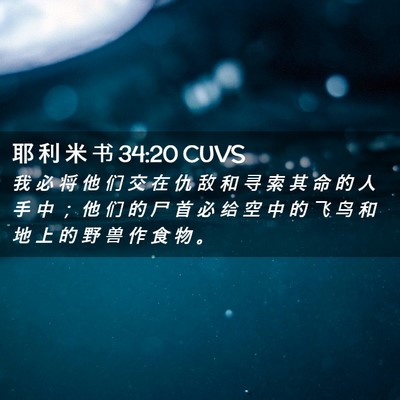 Picture 02 - 耶 利 米 书 34:20 CUVS - 我 必 将 他 们 交 在 仇 敌 和 寻 索 - Bible Verse Picture