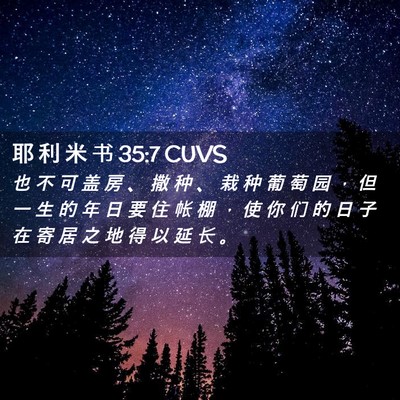 Picture 02 - 耶 利 米 书 35:7 CUVS - 也 不 可 盖 房 、 撒 种 、 栽 种 葡 - Bible Verse Picture
