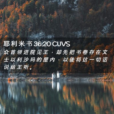 Picture 02 - 耶 利 米 书 36:20 CUVS - 众 首 领 进 院 见 王 ， 却 先 把 书 - Bible Verse Picture