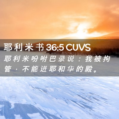 Picture 02 - 耶 利 米 书 36:5 CUVS - 耶 利 米 吩 咐 巴 录 说 ： 我 被 拘 - Bible Verse Picture