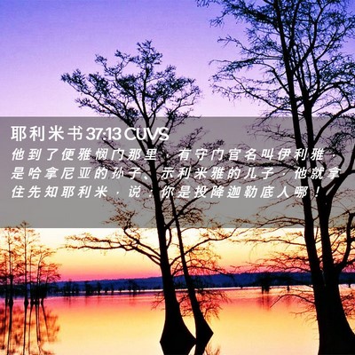 Picture 02 - 耶 利 米 书 37:13 CUVS - 他 到 了 便 雅 悯 门 那 里 ， 有 守 - Bible Verse Picture
