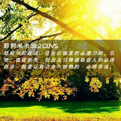 Picture 02 - 耶 利 米 书 38:2 CUVS - 耶 和 华 如 此 说 ： 住 在 这 城 里 - Bible Verse Picture