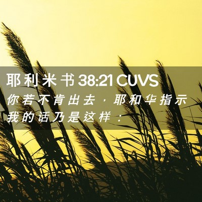 Picture 02 - 耶 利 米 书 38:21 CUVS - 你 若 不 肯 出 去 ， 耶 和 华 指 示 - Bible Verse Picture