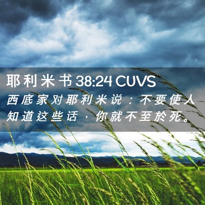 Picture 02 - 耶 利 米 书 38:24 CUVS - 西 底 家 对 耶 利 米 说 ： 不 要 使 - Bible Verse Picture