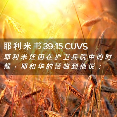 Picture 02 - 耶 利 米 书 39:15 CUVS - 耶 利 米 还 囚 在 护 卫 兵 院 中 的 - Bible Verse Picture
