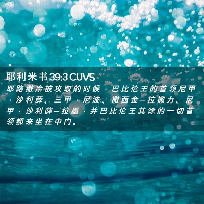 Picture 02 - 耶 利 米 书 39:3 CUVS - 耶 路 撒 冷 被 攻 取 的 时 候 ， 巴 - Bible Verse Picture