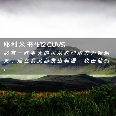 Picture 02 - 耶 利 米 书 4:12 CUVS - 必 有 一 阵 更 大 的 风 从 这 些 地 - Bible Verse Picture