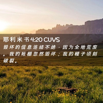 Picture 02 - 耶 利 米 书 4:20 CUVS - 毁 坏 的 信 息 连 络 不 绝 ， 因 为 - Bible Verse Picture