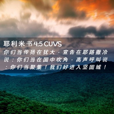 Picture 02 - 耶 利 米 书 4:5 CUVS - 你 们 当 传 扬 在 犹 大 ， 宣 告 在 - Bible Verse Picture