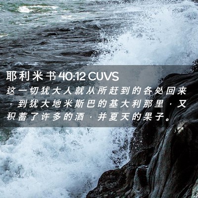 Picture 02 - 耶 利 米 书 40:12 CUVS - 这 一 切 犹 大 人 就 从 所 赶 到 的 - Bible Verse Picture