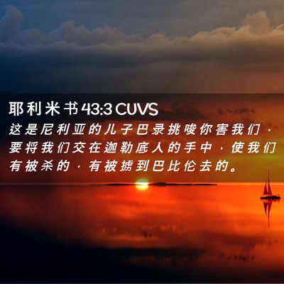 Picture 02 - 耶 利 米 书 43:3 CUVS - 这 是 尼 利 亚 的 儿 子 巴 录 挑 唆 - Bible Verse Picture