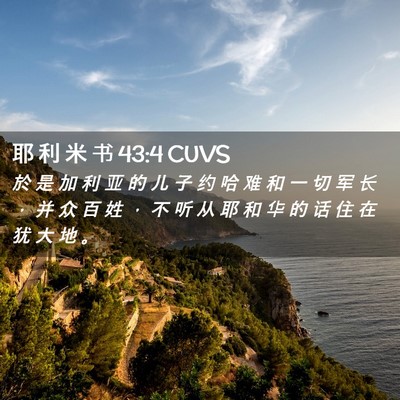 Picture 02 - 耶 利 米 书 43:4 CUVS - 於 是 加 利 亚 的 儿 子 约 哈 难 和 - Bible Verse Picture
