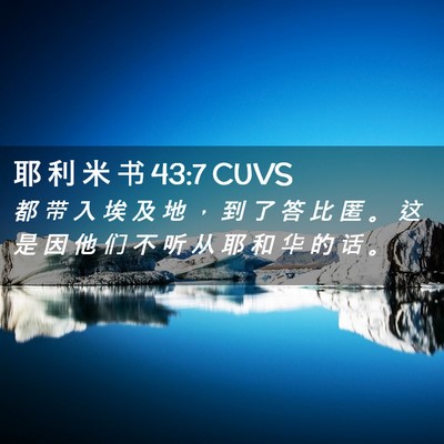 Picture 02 - 耶 利 米 书 43:7 CUVS - 都 带 入 埃 及 地 ， 到 了 答 比 匿 - Bible Verse Picture